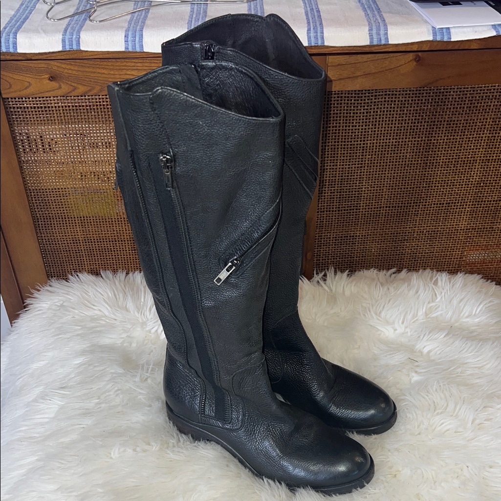 Vera Wang Pebbled Leather Moto Boot
